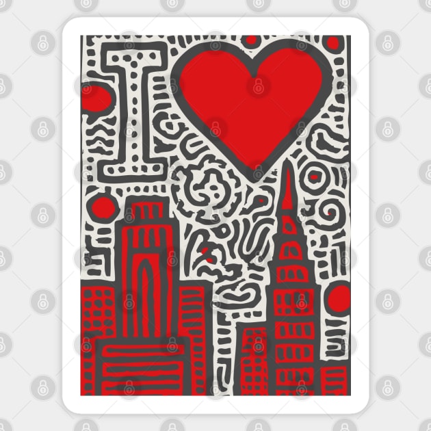 I Love NY | Pop Art Inspired NYC Doodle Sticker by TuncGK